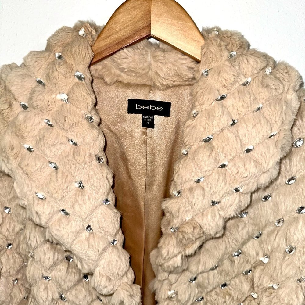 *RARE* Bebe Rhinestone Rabbit Fur Coat - Picture 4 of 14